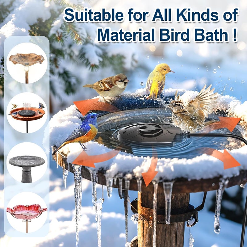 We-buys Bird Bath Heater for Outdoors in Winter, 100W Birdbath Water Heater Submersible for Winter Full-Covered Aluminum, Heated Bird Bath Deicer Thermostatic Control for Yard Patio Small Pond(Black) - Image 5